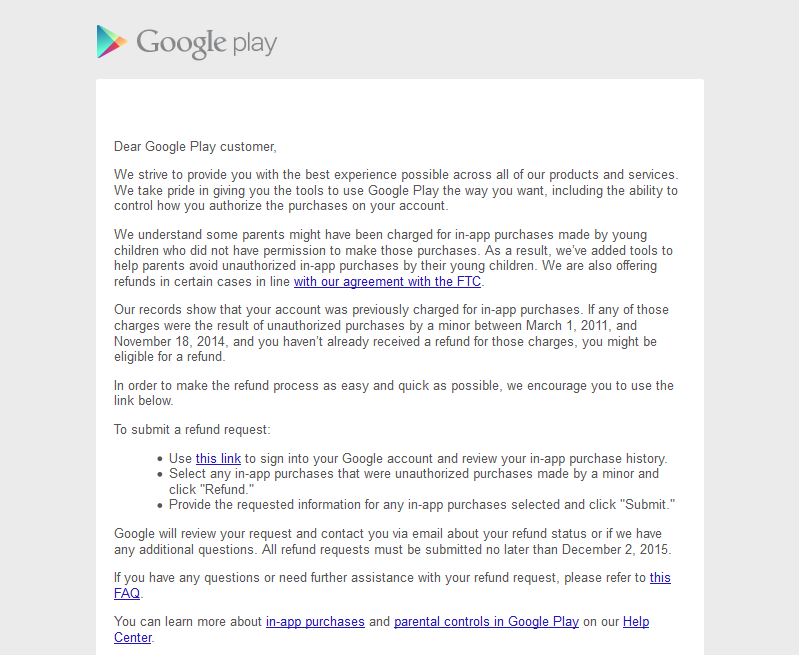 Get a refund on Google Play - Google Play Help