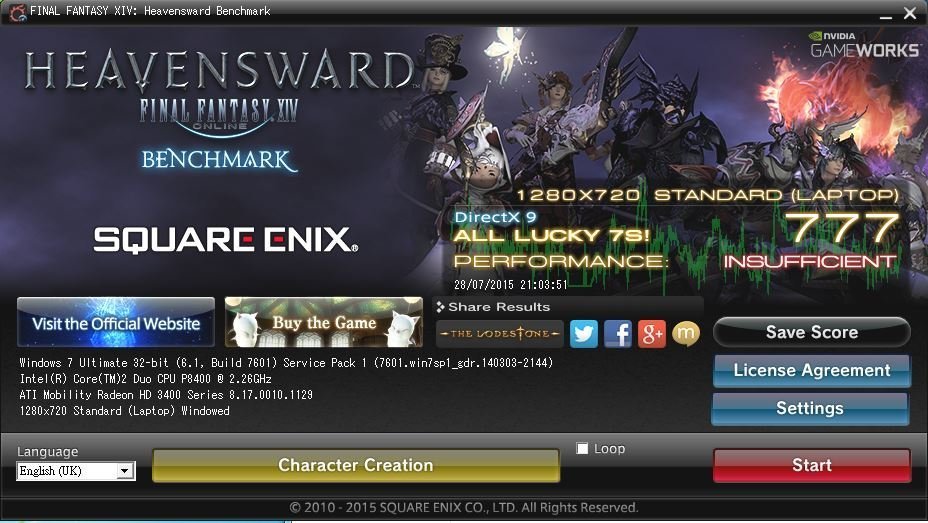 FFXIV Benchmark result