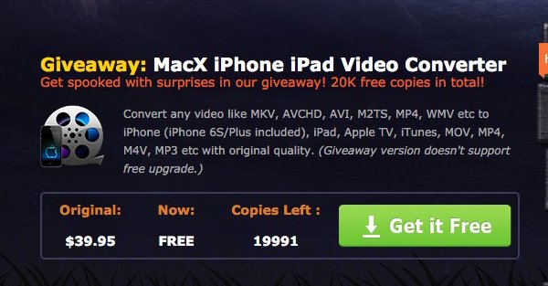 原价 US$39.95 ! MacX iPhone 影片转换神器限