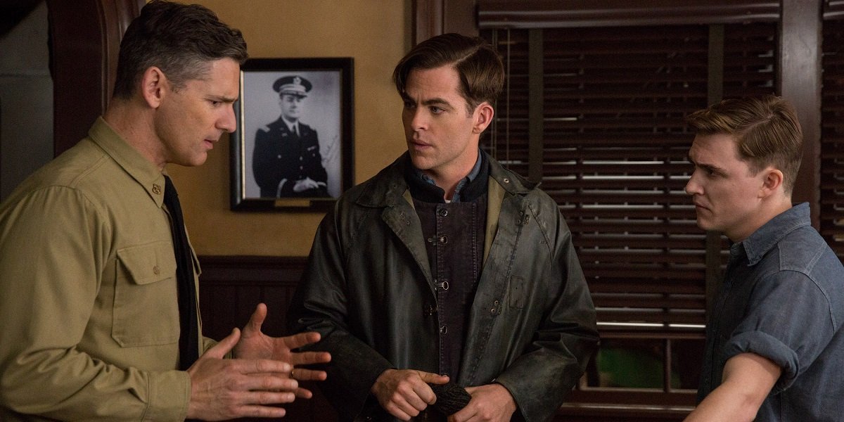 Eric Bana is Warrant Officer Daniel Cluff, Chris PIne is Bernie Webber and Kyle Gallner is Andy Fitzgerald in Disney's THE FINEST HOURS, the heroic action-thriller based on the extraordinary true story of the most daring rescue in the history of the Coast Guard.