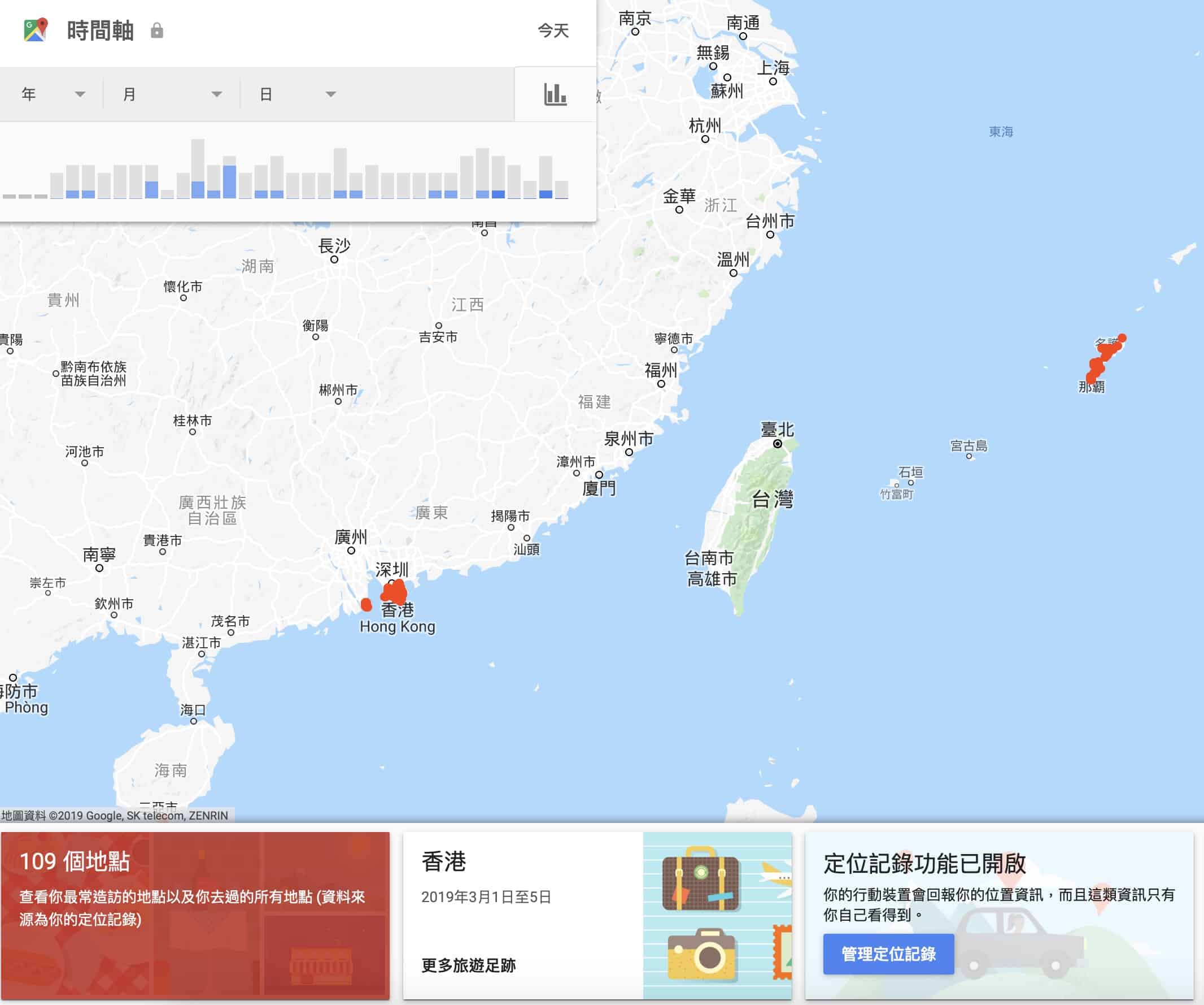 google maps timeline
