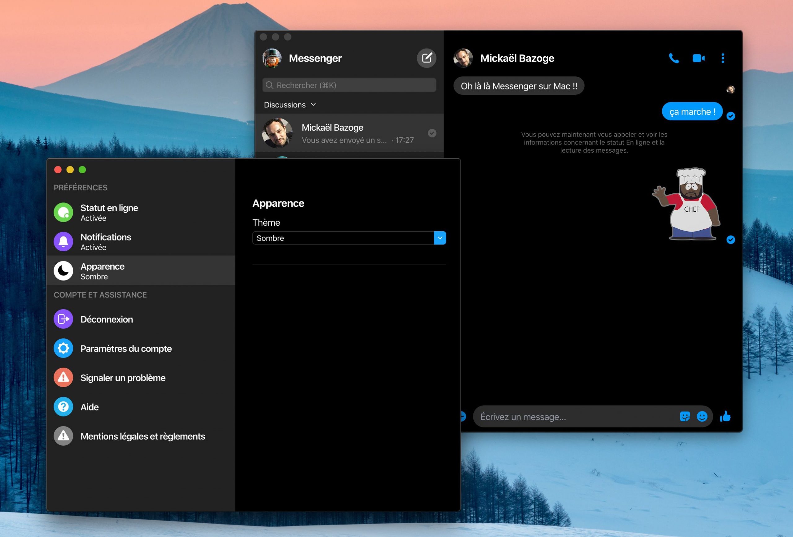 Facebook Messenger macOS dark mode scaled