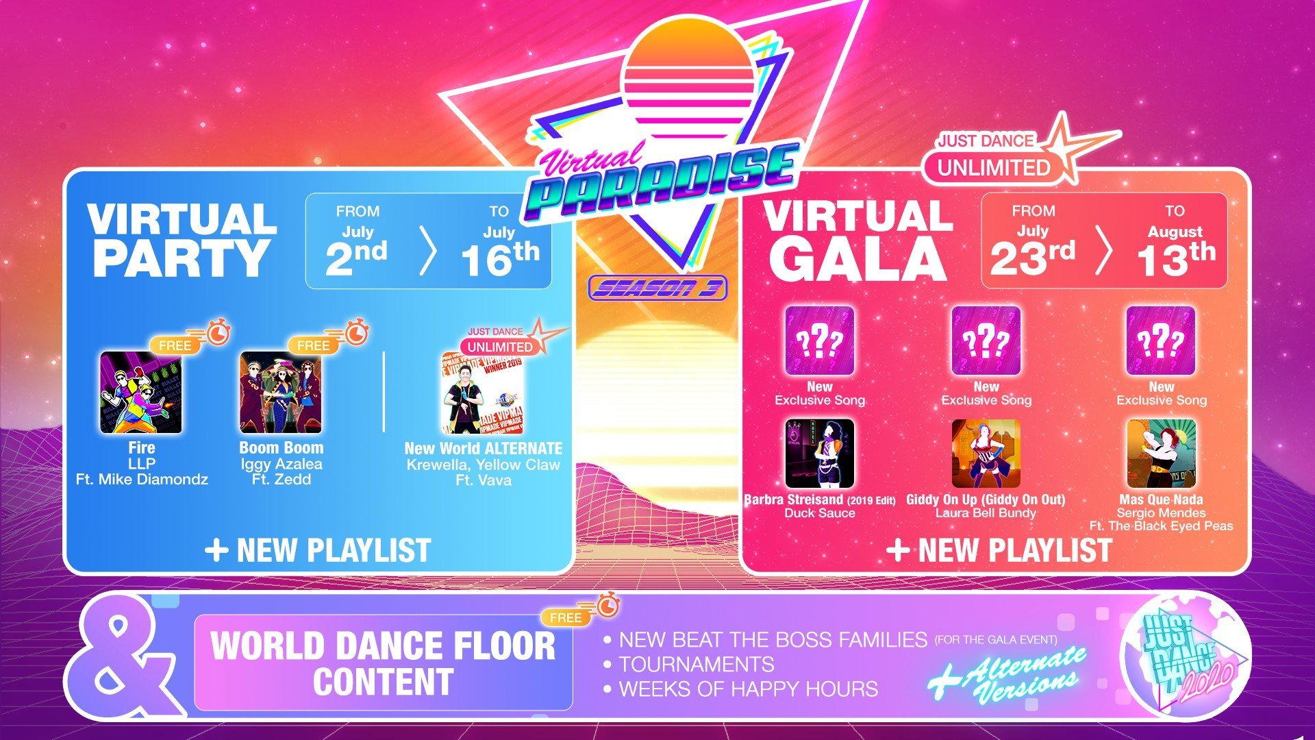 JD2020 Live Event Calendar Season 3 02072020 6PM CEST
