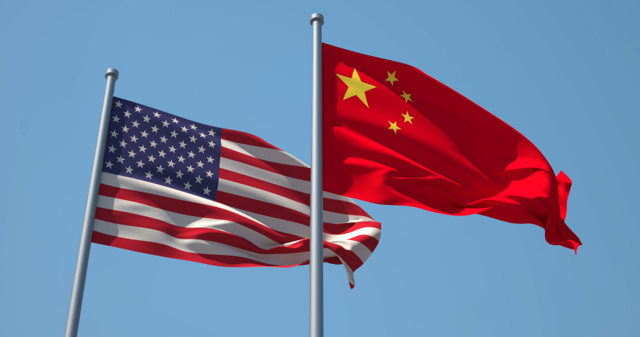 China US flags