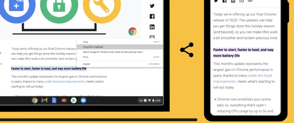 chrome90 link to highlight