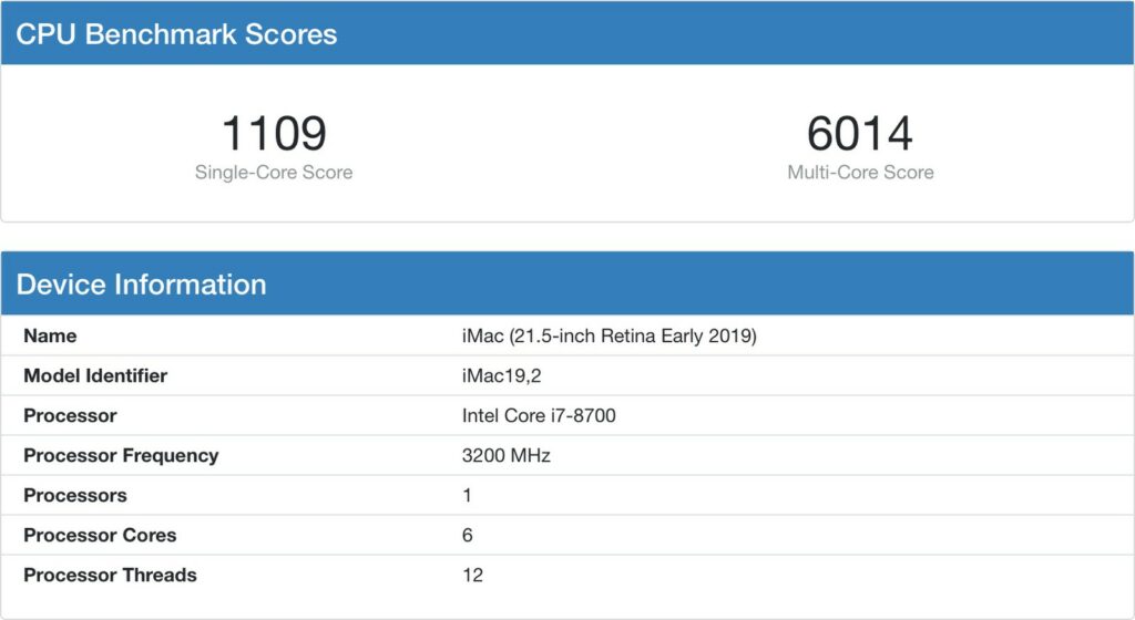 imac x86 geekbench