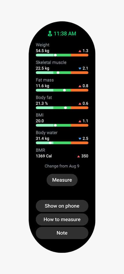 galaxy watch4 classic body composition ui