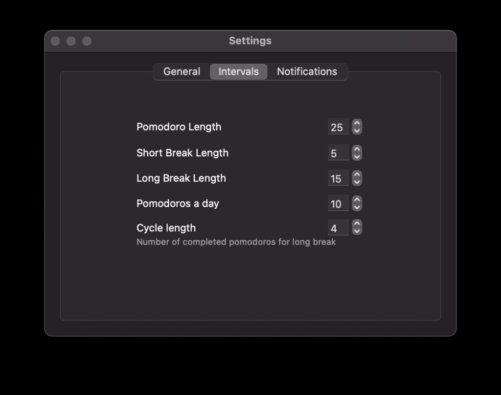 pomodoro intervals