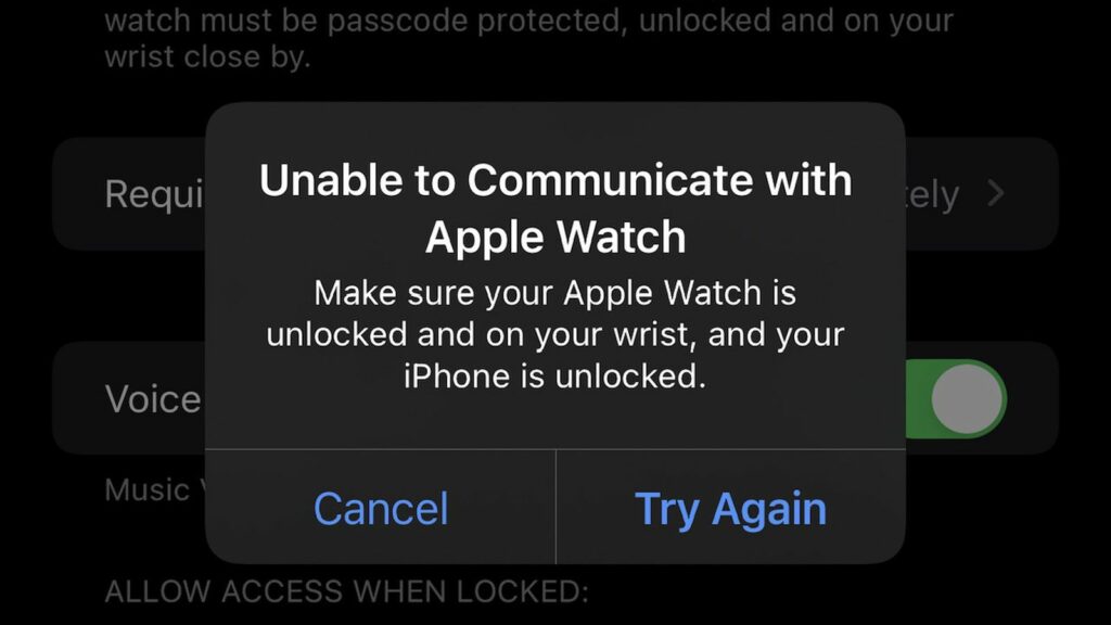 Unable to Communicate with Apple Watch