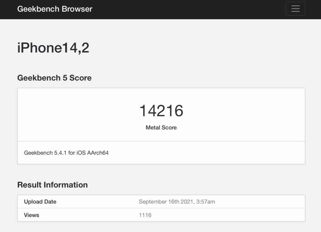 geekbench gpu iphone13pro