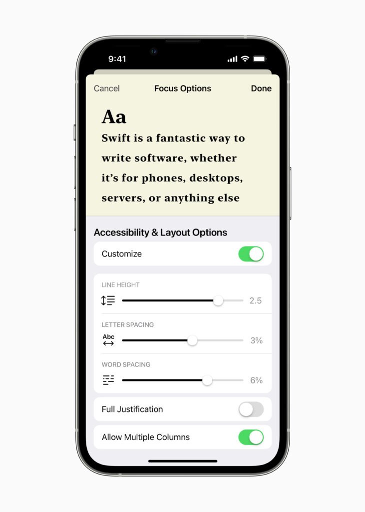 Apple Accessibility OS features 2022 books2