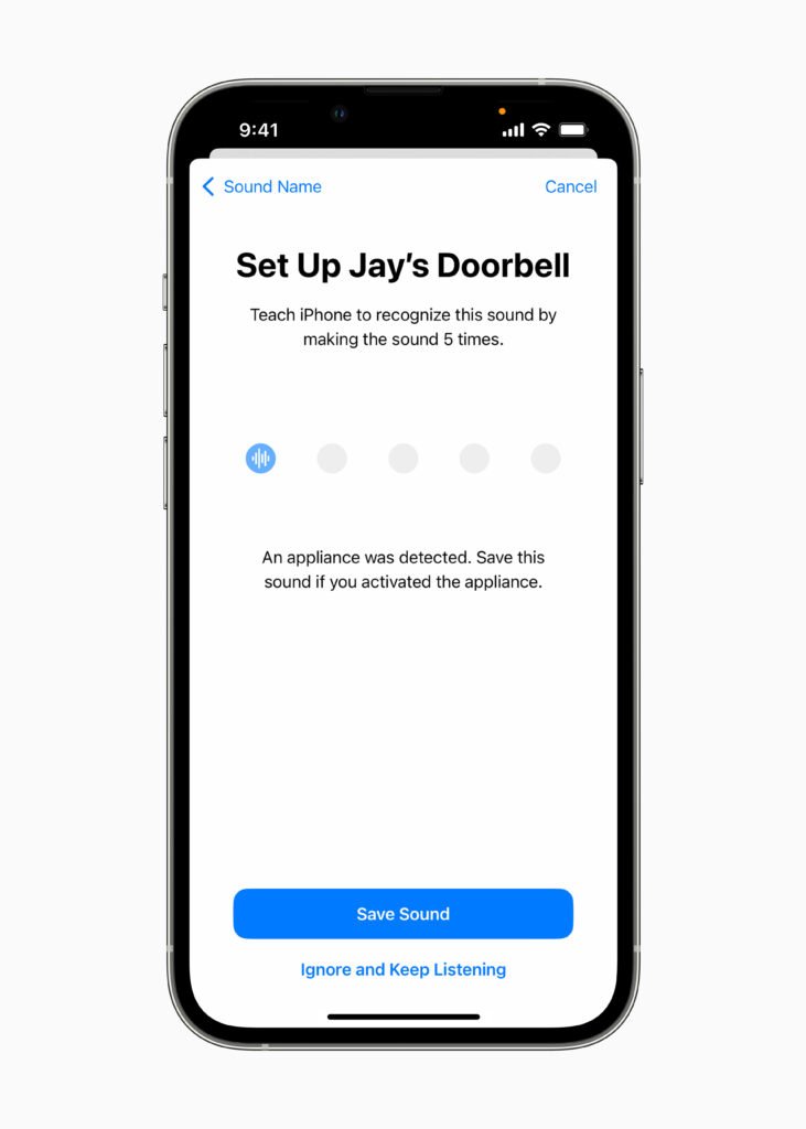 Apple Accessibility OS features 2022 sound detection