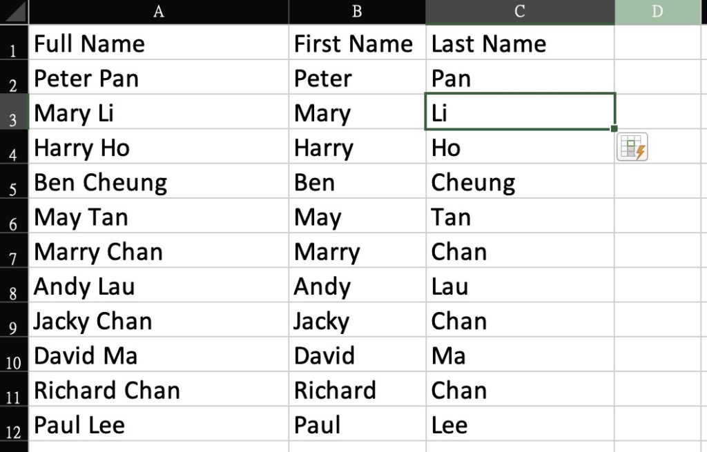excel ctrl e step3