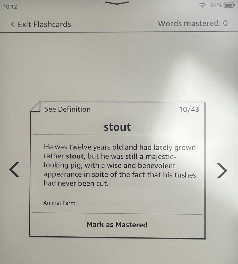 kindle flashcard