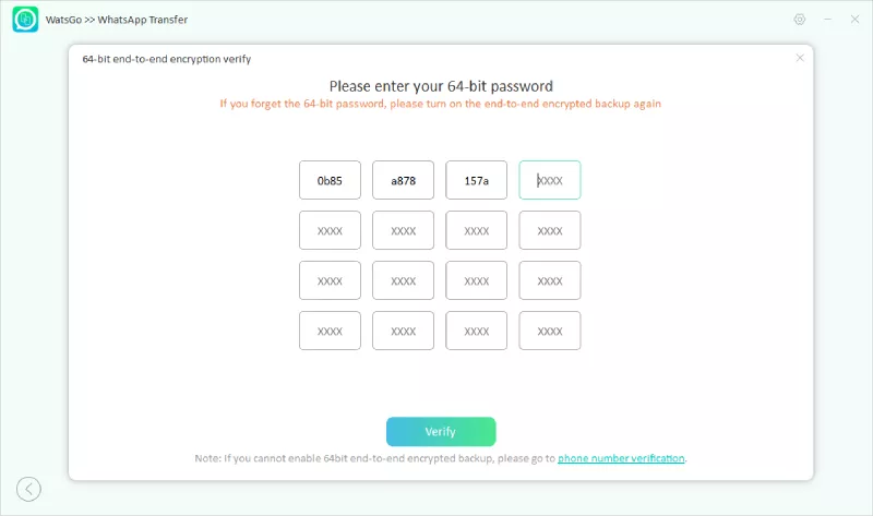 watsgo verify encrypted backup