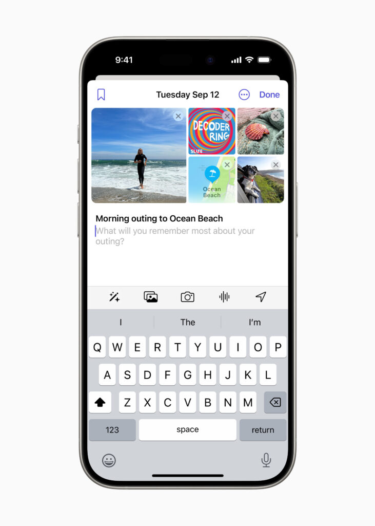 Apple Journal app edit entry