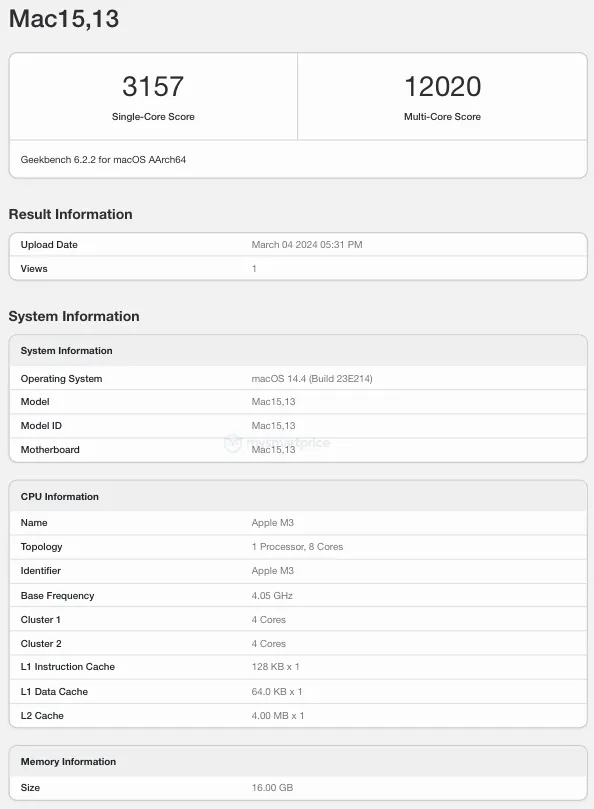 Mac1513 Geekbench