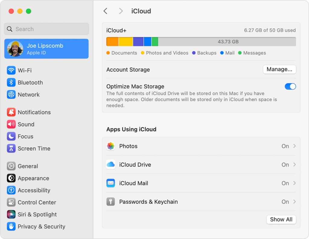macos sonoma system settings icloud