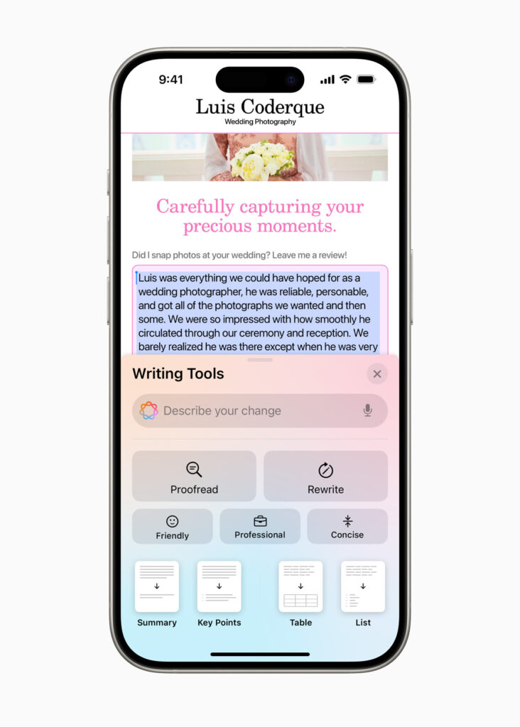 ios18 writing
