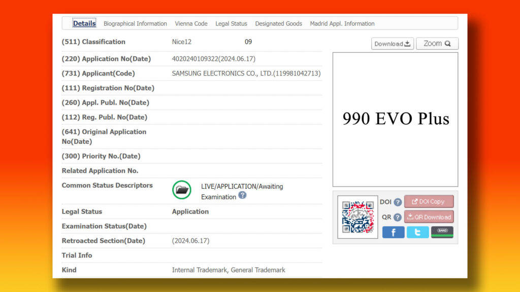 samsung 990 evo plus ssd trademark