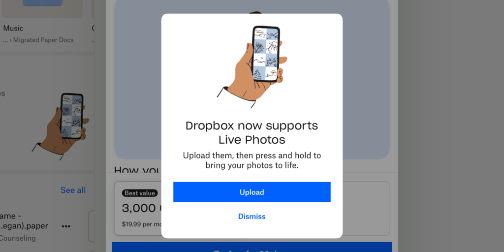 dropbox live photos