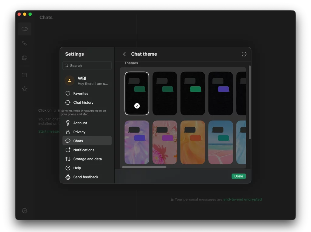 WA CHAT THEMES FEATURE ON WHATSAPP FOR MAC IOS