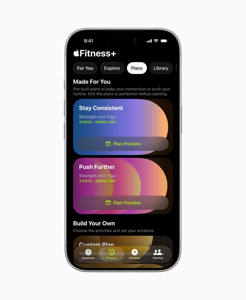 Apple Fitness Plus expansion Custom Plans inline.jpg.large 2x