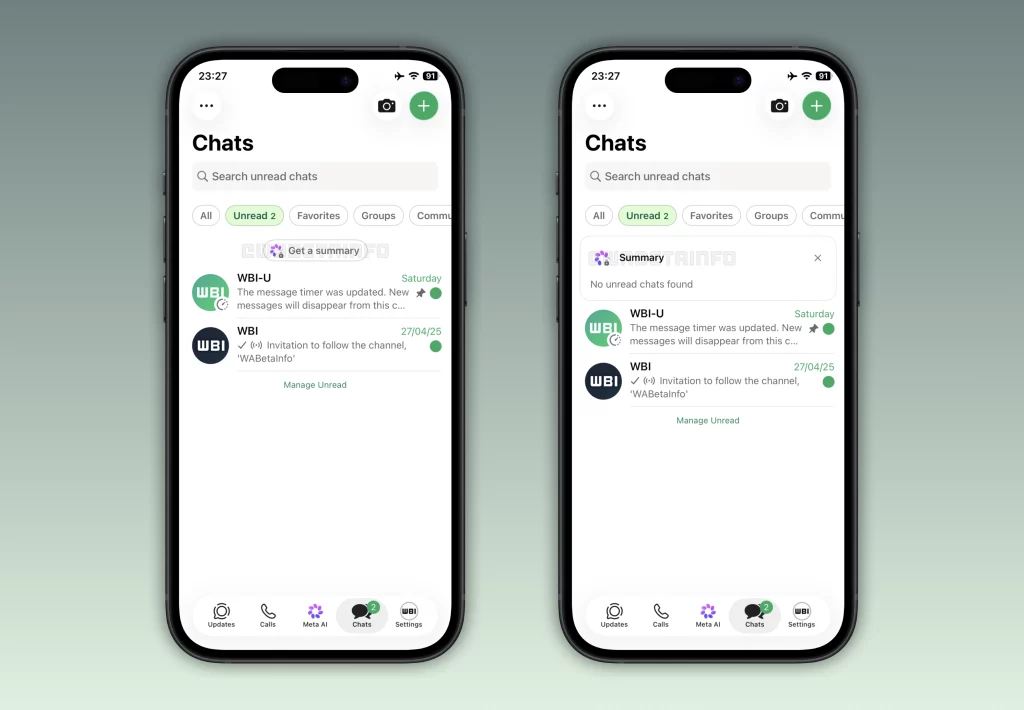 WA PRIVATE SUMMARY FOR MULTIPLE UNREAD CHATS FEATURE IOS