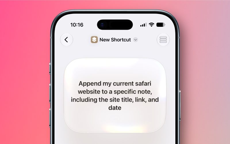 Describe Shortcut iOS27 2