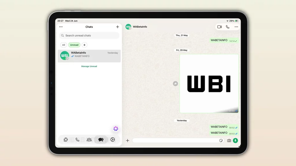 whatsapp liquid glass ipad