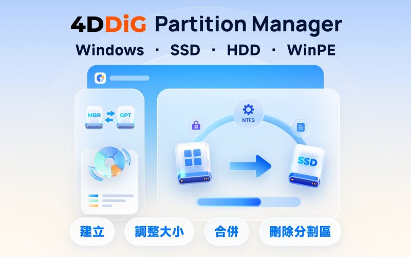 4DDiG Partition Manager 磁碟分割區管理軟件