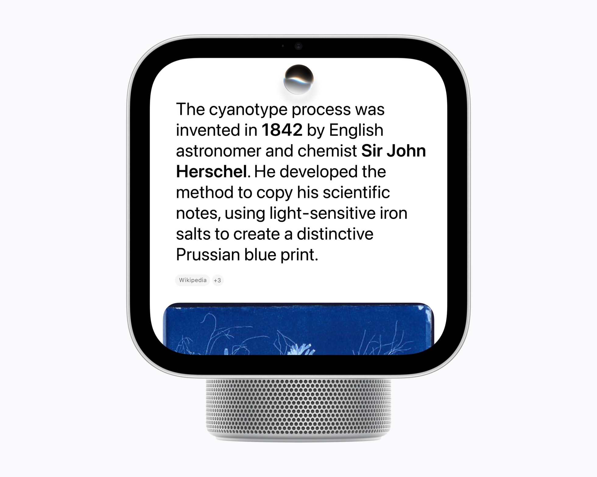 HomeView 顯示 Siri AI 向用戶提供有關藍曬法的資訊。