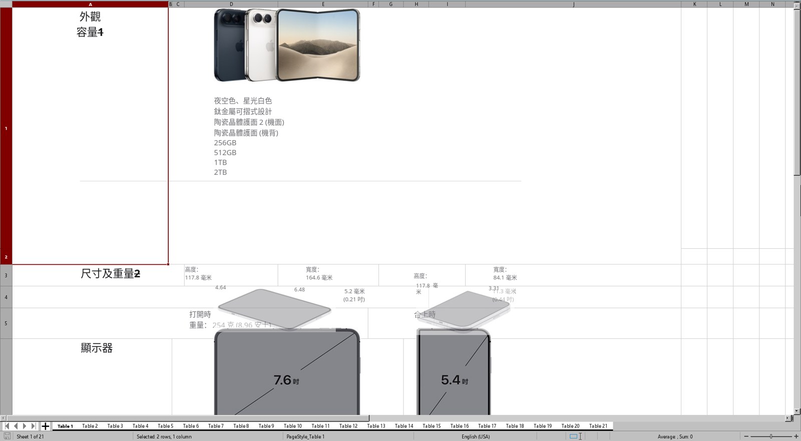 以 LibreOffice Calc 開啟轉換後尚未整理的 xlsx,資料分佈於不同工作表