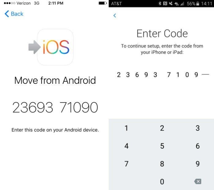 在 Android 輸入 iPhone 顯示的移轉代碼