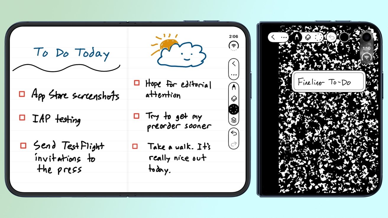 Fineliner 在 iPhone Duo 上以 Apple Pencil 手寫筆記