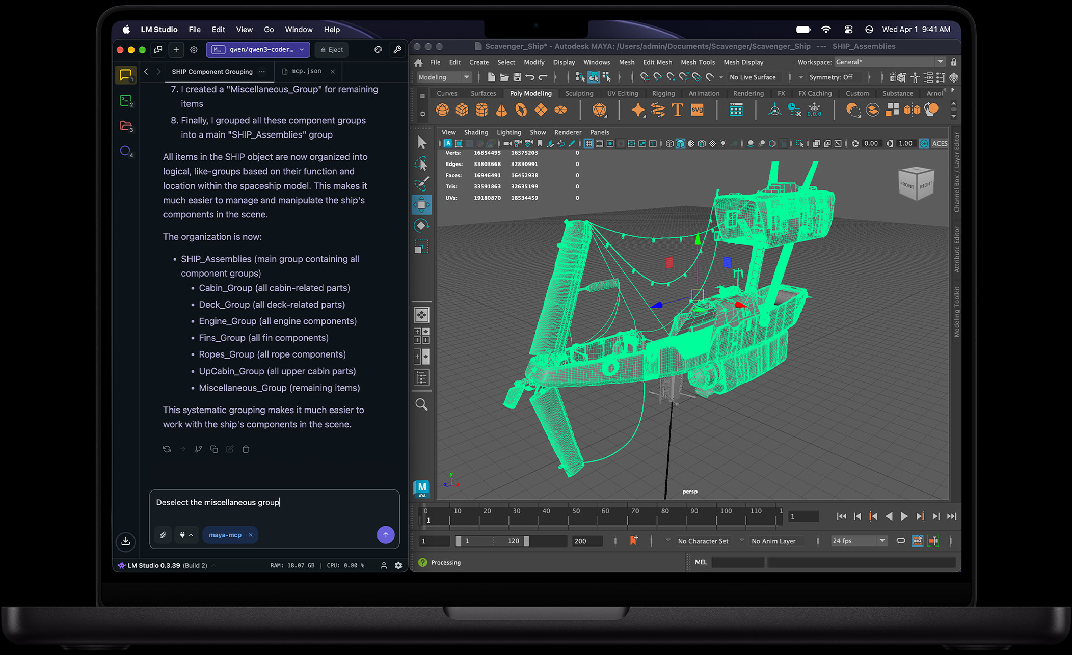 M5 Max MacBook Pro 執行 3D 動畫 app